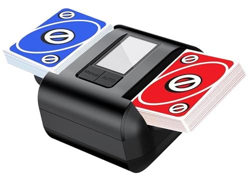 AVUMDA Mischia Carte Automatico, Mescolatore Carte da Gioco Elettrico per 1-2 Mazzi, modalità Auto e Manuale, Ricaricabile, Basso Rumore per Poker, Uno, Blackjack, Skip-Bo, Phase 10, Texas Hold'em