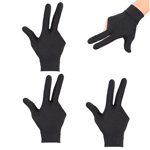 Ryaupy 4 Pezzi Guanti da Biliardo Professionali Snooker Guanti da Biliardo Aperti Mano Sinistra Guanto con Tre Dita Accessori da Biliardo Guanti Protettivi per Mano Sinistra per Uomo Donna