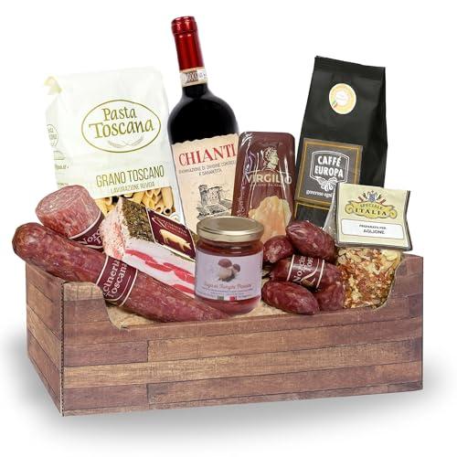 Cesti Natalizi Speciale Italia – Cesto Natalizio Gastronomico Toscana e Dintorni, Confezione Regalo Natale con Prodotti Alimentari Tipici della Regione Toscana, 10 pezzi