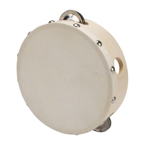 Tamburello, tamburello, in legno, strumento musicale per bambini, diametro: 15 cm, in legno, con 4 fascette, 3832