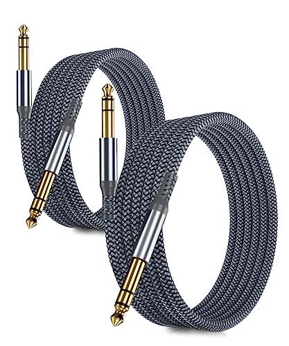 RUXELY Cavo Audio Jack 6.3 mm 3M 2-Pezzi,Cavi Filo Doppio 6.35mm Maschio,Cable Guitar TRS Bilanciato 1/4 Pollici per Strumenti,Chitarra Elettrica,Basso,Tastiera Musicali,Amplificatore,Casse,Amp