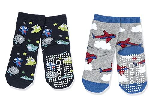 Chicco Set calze antiscivolo, Calze Unisex - Bambini e Ragazzi, Grigio, 2-3 anni (pacco da 2)