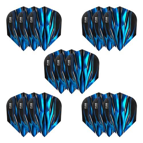 Harrows Freccette di Fuoco, 5 Set di Alette per Freccette (15 Alette totali), 100 Micron, Extra Resistenti, realizzate nel Regno Unito, Accessori Professionali per Freccette, Colore Blu