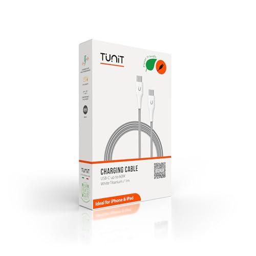 Cavo di ricarica e trasferimento Tunit USB-C/USB-C - 1m 60W - Titanio Bianco