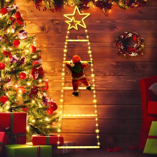 Possily Luci per Scale Decorative Natalizie a LED, Luci Decorative Natalizie con Babbo Natale, 8 Modalità e Funzioni Timer, Adatte per Interni, Finestre, Alberi di Natale, Balconi, Giardini