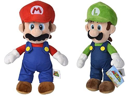 Deluxe Paws Simba Toys - Peluche ufficiale Super Mario Bros, Mario e Luigi 20 cm