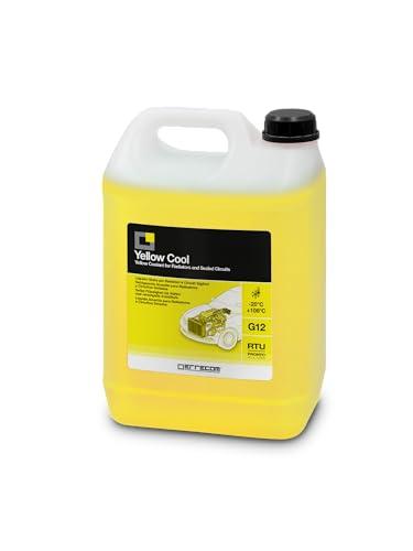 ERRECOM Yellow Cool, Liquido Radiatore Giallo Fluorescente -20°C/+106°C, antigelo G12 con Pacchetto inibitore a Base Organica Oat, Pronto all’Uso, 5 Litri