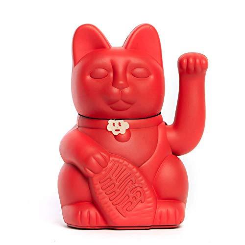 Gatto Fortunato Cinese. Gatto portofortuno. Lucky cat. Maneki Neko (M (10x6x15cm), ROSSO FRAGOLA)
