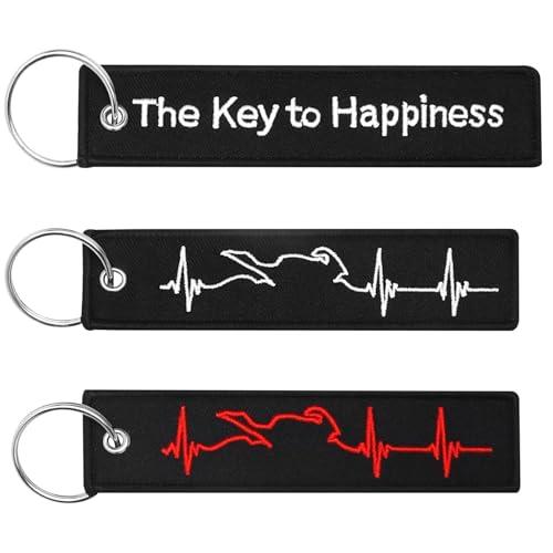 HENGBIRD 3 Pezzi Portachiavi Personalizzati per Moto – Ricamati e Resistente ai Graffi – Ricamati con 