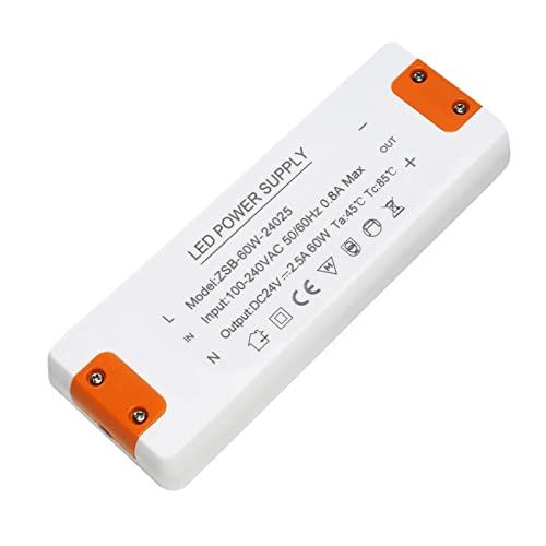 Alimentatore 24v 2.5A, 60W Trasformatore 220V a 24v, Trasformatore LED 24V 60W, Driver LED AC a DC, alimentatore lampada led, per G4, GU5.3, MR11, MR16, Non dimmerabile, non sfarfallante, non rumoroso
