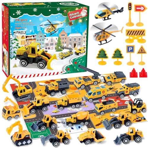 Feebee Calendario Avvento Macchinine, Calendario dell'Avvento per Bambini 3-12 Anni Calendario per il Conto alla Rovescia Giocattoli Bambino Natale Compleanno Regalo Auto Ragazza Ragazzo Regalo