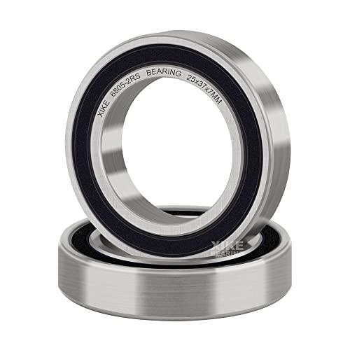 XiKe Cuscinetti a sfera 6805-2RS | 25x37x7mm - Acciaio cromato e Pre-lubrificato, Doppia Tenuta in Gomma (RS) - Confezione da 2 pz.