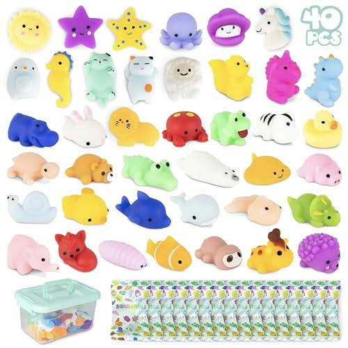 BONNYCO Squishy Piccoli Gadget Compleanno Bambini, Pack 40 Mini Giochi. Regalini Fine Festa Compleanno Bambini, Regalino Fine Festa Dopo Invitati. Mochi Kawaii Gadget, Pensierini Giochini Scuola
