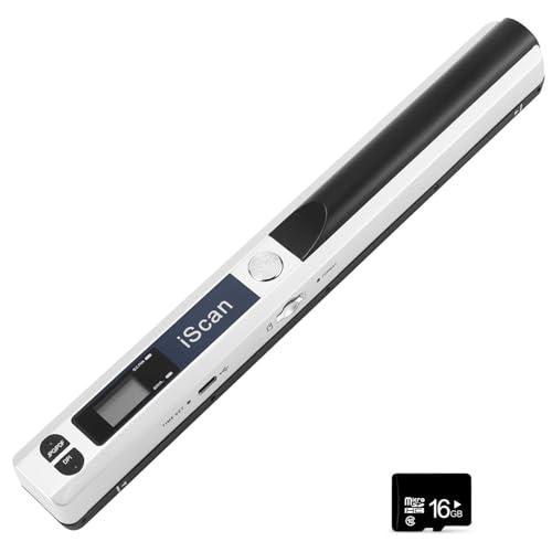 AOZBZ Scanner Per Documenti Portatile, 900 Dpi, Scanner di Immagini USB A4 a Colori, Scanner Portatile Per Foto, Scansione Pratica (Micro Bisogno di Schede SD/TF) (Bianco Con scheda di memoria)