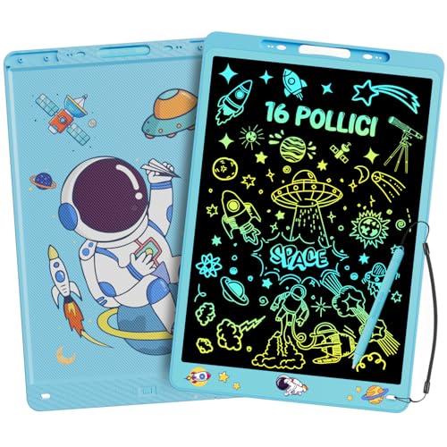 16 Pollici Tavoletta Grafica LCD Scrittura, Electight Tavoletta Grafica Lavagna Portatile da Disegno con Penna, Giocattoli Educativi, per Studenti Famiglia Ufficio, Bambini 3 4 5 6 7 8 Anni (Blu)