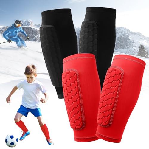 2 Paia Parastinchi da Calcio, Manica Protettiva per Polpacci Antiscivolo, Parastinchi Calcio Bambino, Parastinchi da Cal-cio a Nido d'ape, Parastinchi Sci, per Basket, Ciclismo