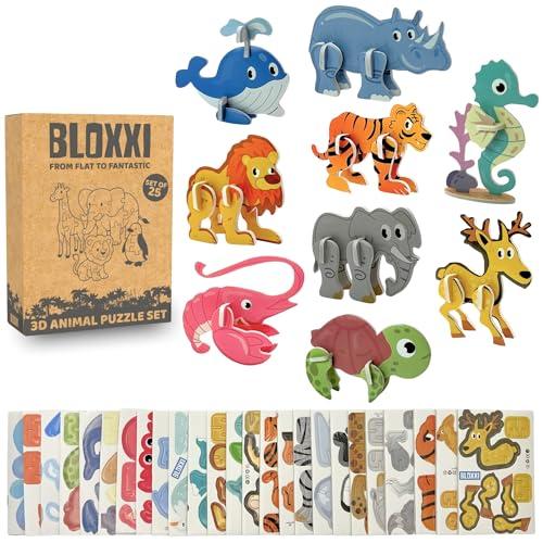 Bloxxi Set di 25 Puzzle 3D Animali - Regalini Fine Festa Compleanno Bambini - Pensierini Originali Dopo Festa - Gadget Compleanno Bambina - Giochi Divertenti per Invitati