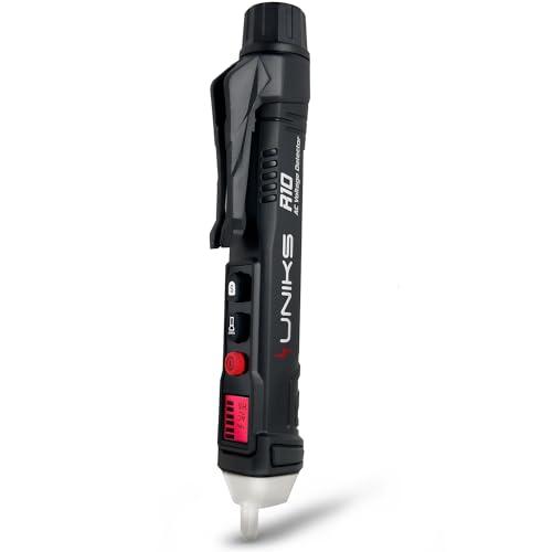 UNIKS - Cercafase Professionale R10 Rilevatore di Tensione per 3 Intensità, Tubi e Cavi Elettrici Senza Contatto con Display, Torcia e Doppia Sensibilità