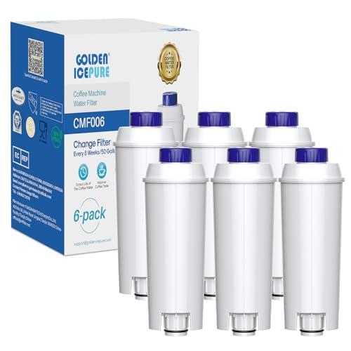 GOLDEN ICEPURE Filtro Acqua per Macchine da Caffè Compatibile Con De'Longhi DLSC002/SER3017 & 5513292811, Compatibile con De Longhi/ECAM/ESAM/ETAM/BCO, Serie EC, 6 pezzi