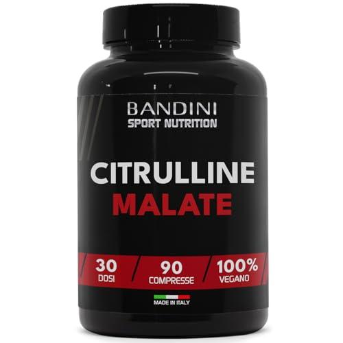 Bandini® CITRULLINE MALATE 90 Compresse 3000 mg per Dose Giornaliera - Dosaggio Extra-Elevato (Copertura 1 mese) - L-Citrullina da fermentazione 100% Vegan - Citrullina per Atleti e Culturisti