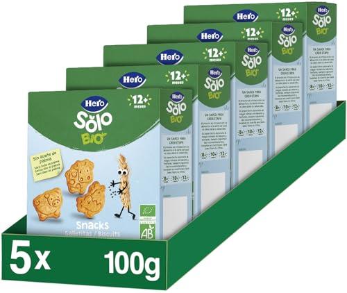 Hero Solo Bio, Biscottini Animaletti 100% Biologici, senza zuccheri aggiunti e senza olio di palma - 5 confezioni da 100 gr