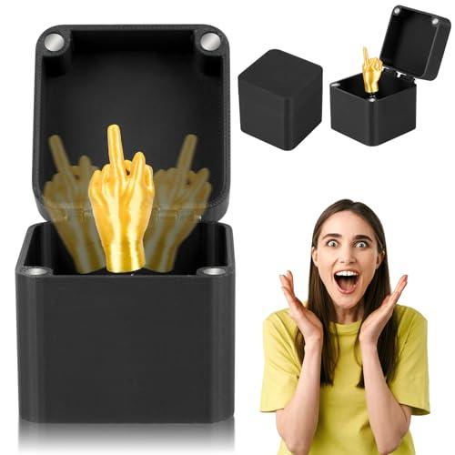 AYESY Scatola Regalo a Sorpresa con Dito Medio, Middle Finger Surprise Gift Box, Regalo Scherzi per Natale Decorazione per Scrivania Scatola di Assorbimento del Magnete Rimovibile Scatola Dito Nero