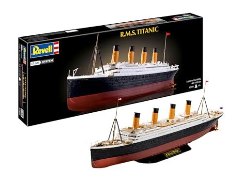Revell 05497 R.M.S. Titanic (sistema a clic), scala 1:600, non costruito, precolorato, a incastro (non colla), kit modellino in plastica