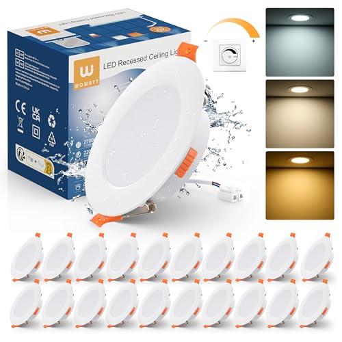 wowatt Faretti Led Da Incasso Per Cartongesso - Faretti Da Soffitto Dimmerabile 7w Faretti IP44 Caldo 2700k Neutro 4000k Freddo 6000k 75-90mm 600lm Ultrasottili 220-240v Faretto Led Incasso Set Di 20