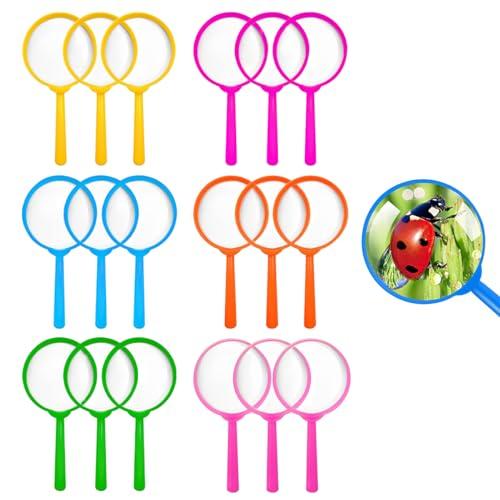 QHFlashbuy 18 Pezzi Bambini Plastica Lente D'ingrandimento,Mini Lente di ingrandimento per La Lettura di Libri,Scienze Educative,Attività all'Aperto,Osservazione Di Insetti
