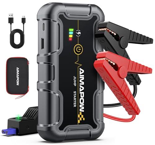 Avviatore Batteria Auto 6000A, 20000MAH Avviatore Emergenza per Auto/Moto 12V（Tutti Gas o 12L Diesel）Jump Starter Torcia a LED/Cavo di Avviamento AIMAPOW