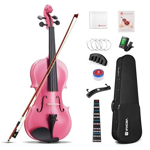 Vangoa 4/4 Violino Acustico Concerto Violin Set per Principianti Adulti Bambini Studenti con Custodia, Colofonia, Arco, Corde, Spalliera, Sordina, Manuale, Rosa