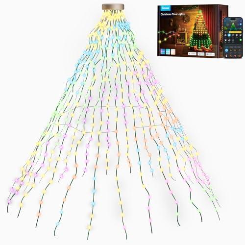Govee Luci Albero di Natale, 480 LEDs RGBIC Mantello Luci per Albero di Natale, 2M*24 Luci Intelligenti per Interni, IP65 Impermeabile, Musicale Sync, 60+ Modalità per la Halloween Decor, Filo Verde