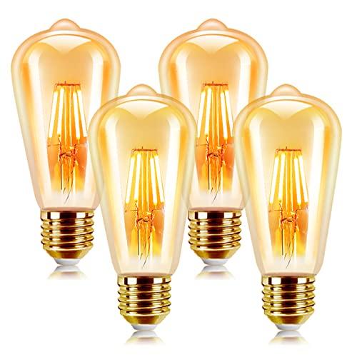 EXTRASTAR LED Lampadina Vintage Edison 6W 220V E27 2200K 600LM Edison lampadina Vintage Retro Stile Lampadine Decorativo luce filamento della lampadina (4 pezzi)