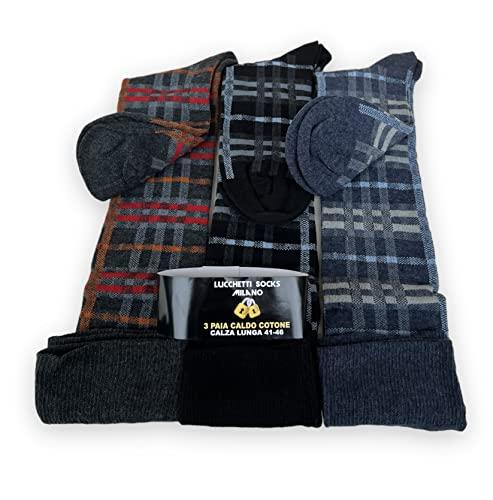 Lucchetti Socks Milano Set da 6 Paia di calze uomo lunghe caldo cotone colorate tendenza pois fantasia fashion Made in Italy