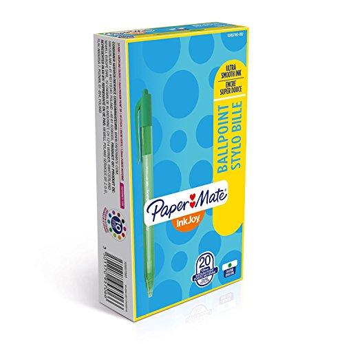 Papermate InkJoy 100 Penna a Sfera a Scatto, Punta Media da 1.0 mm, Confezione da 20, Verde