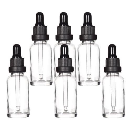 YIZHAO Trasparente Bottiglie Contagocce Vetro 30ml, con Pipette Contagocce Vetro,per Oli Essenziali, Aromaterapia, Laboratorio, Fragranze, Cosmetici, Viaggio - 6 Pcs