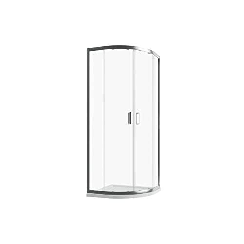 Box Doccia Semicircolare Mod. Java 70x90cm Apertura Scorrevole Vetro Temperato 6mm Trasparente Profili in Alluminio Cromato Flat Design 16 Carrelli Scorrevoli Maniglia in ABS Cromato
