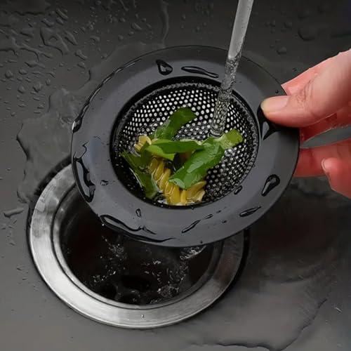 2 filtri neri in acciaio inox per lavello da cucina, bagno