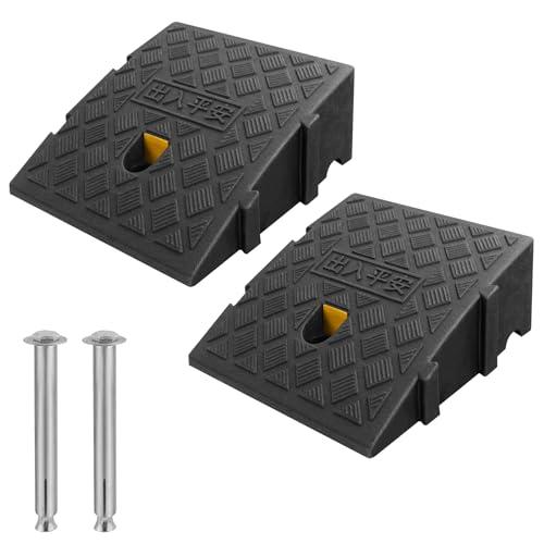 Rampa marciapiede in plastica 2 pezzi rampa per scalino sedie a rotelle scooter moto (Nero, 25×27×13cm)