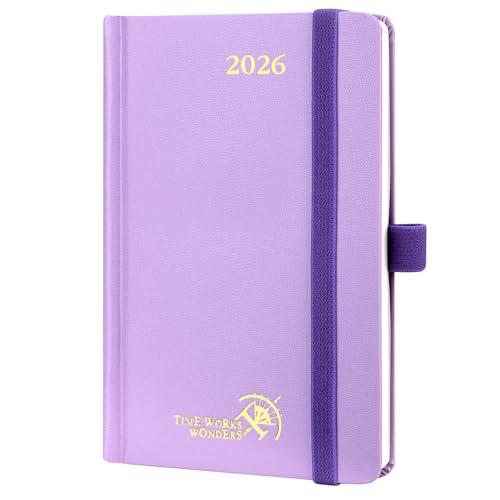 POPRUN Agenda Settimanale 2026 Piccola 16 x 10,5 cm, Copertina Rigida, Planner 2026 A6 con Nastro Segnalibro, Carta Spessa da 100 GSM, Viola Chiaro
