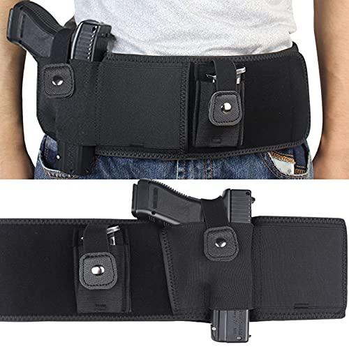 Goldmiky Fondina Porta Pistola Nascosta, Holster Portatile Regolabile Fascia in Vita Elastica in Neoprene per Pistola Glock P238, Ruger LCP e Simili (45in/115cm)