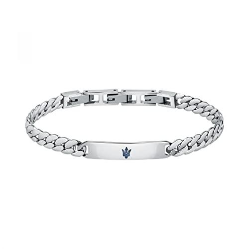 Maserati Jewels Bracciale Uomo in Acciaio, IP blu - JM222AVD05, Lunghezza 22 cm, Idea regalo per Papà, Fidanzato, Amico