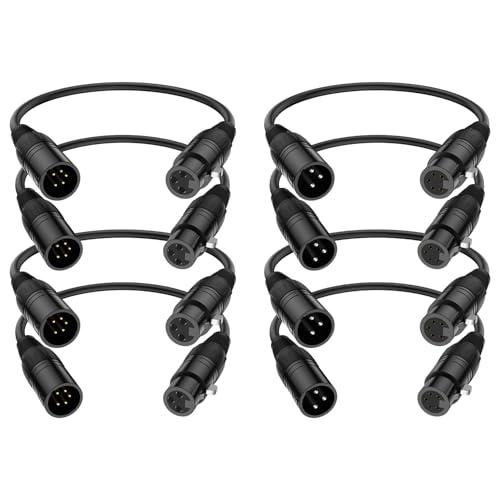 J&D XLR Maschio 3 e Femmina 5, Confezione da 8 Cavo 5 a 3Pin per Illuminazione DMX, 30 cm