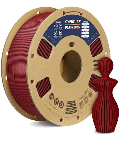 OVERTURE PLA+ Filamento 1.75mm, Toughness Enhanced PLA Roll, Professionale PLA Tenacia, 1kg Filamento(2.2lbs), Precisione Dimensionale 99% Probabilità +/- 0.02 mm (Vino)