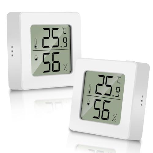 elzle 2 Pezzi Igrometro Termometro Digitale LCD, Mini Igrometro Termometro Ambiente con Livello di Comfort, Monitor di Temperatura e umidità, Igrometro Interno per Serre, Casa e Ufficio