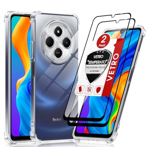 LeYi Cover per Xiaomi Redmi 14C/14 C/A4 4G/5G, Xiaomi Poco C75 4G,Custodia con 2 Vetro Temperato Trasparente Silicone Puro TPU Gel Originale Slim Crystal Antiurto Case con Angoli Rinforzati