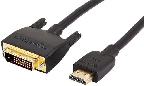 Amazon Basics Cavo adattatore da HDMI-A a DVI (maschio), bidirezionale, 1080P, placcato oro, 1.8 m, confezione da 1 per televisore, nero