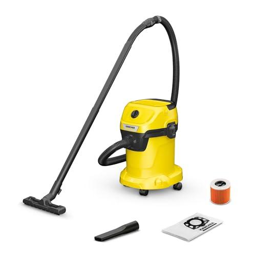 Kärcher Bidone Aspiratutto solidi-liquidi WD 3 V-17/4/20, funzione soffiante, 1000 W, contenitore in plastica 17 l, tubo 2 m, con filtro a cartuccia, filtro in vello, bocchette per pavimenti e fessure