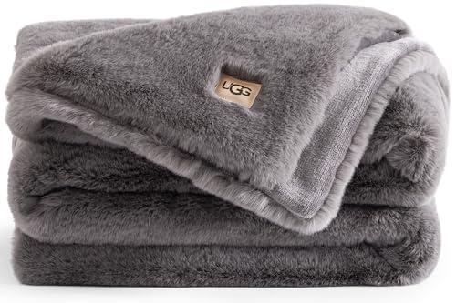 UGG Euphoria - Coperta reversibile in peluche, colore: carbone