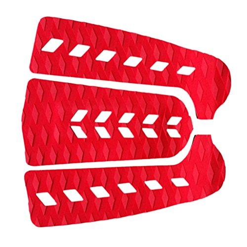 Milageto 3 Pezzi Tavola da Surf Traction Pad Skimboard Surf Traction Tail Pads Deck Grip - Rosso